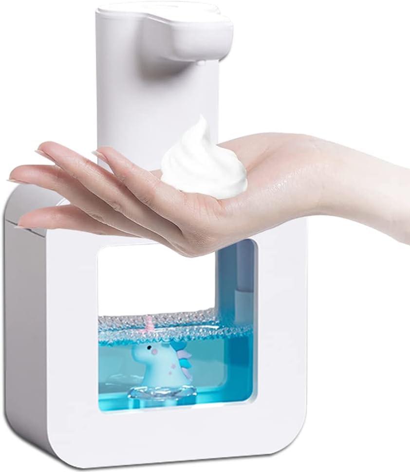 Automatic Foam Soap Dispenser - Cute Kids Touchless Unicorn Hand Soap Dispenser,Wall Mount Waterproof USB Rechargeable, 13.5oz/ 400ml for Bathroom Countertop, Kitchen, Office, Hotel, Preschool