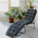 MAT EXPERT Indoor/Outdoor Patio Chaise Lounge Cushion, Thickened Recliner w/ 4 String Ties, Lounge Chair Cushion for Pool Chair, Balcony Chair (1, Gray)