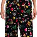 Adults Christmas Velvet Trim Jumpsuit Costume Sleeveless Strap Baggy Overall Xmas Santa Claus Wide Leg Romper Pants (A-multi-color), XL