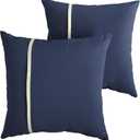 Sorra Home x Sunbrella - Indoor Outdoor Square Pillow | 16 in | Canvas Navy and Natural Ivory | Perfect Accent Pillow for Any Space in Your Home!