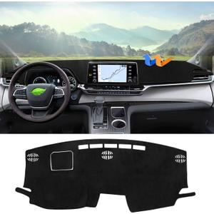 Autorder Dashboard Cover Mat for Toyota Sienna 2021-2024 2025 2026 Accessories Dash Cover Flannel Dash Mat Sunshade Glare UV Rays Protector