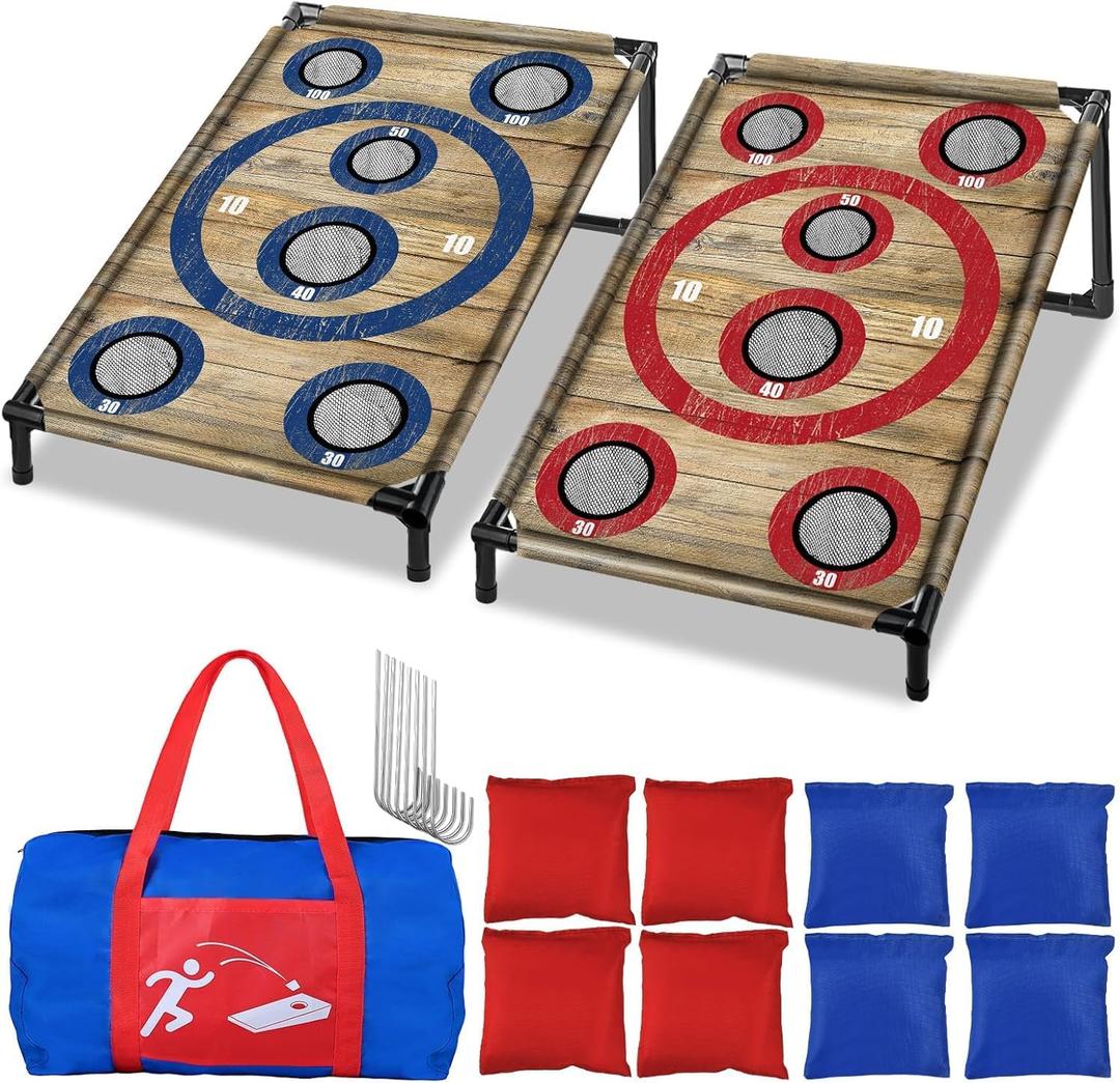 Portable Cornhole Board Set 3x2 Ft with 8 Bean Bags Corn Hole Toss Game Cornhole Games for Indoor and Outdoor Parties, Ideal for Kids, Adults, Camping Travel, Parties, Beach, Yard