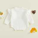 LZUBCPY Baby Girl Sweater Bubble Romper Ruffle Long Sleeve Chunky Knit Solid Bodysuit Cute Newborn Infant Fall Winter Clothes (White)