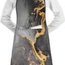 Kitchen Chef Apron With Pockets For Cooking Grilling Bbq Painting Women Men Apron (Black Gray)