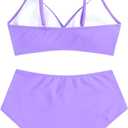 ZAFUL Women High Waisted Bikini Sets Two Piece Swimsuit Push Up Twist Front Ruched Bathing Suit (Purple, M)