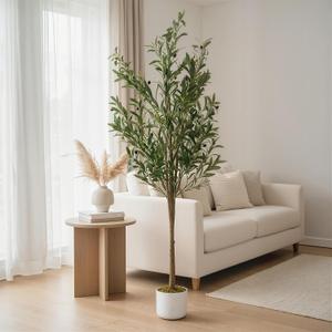 5.2FT Artificial Olive Tree with Lifelike Leaves & 34 Fruits, Potted Fake Plants for Office Home Bedroom, Artificial Plants Indoor Evergreen Faux Olive Tree for Modern Farmhouse Kitchen