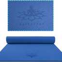 Hatha Yoga Extra Thick TPE Yoga Mat - 72"x 32" Thickness 1/2 Inch -Eco Friendly SGS Certified - With High Density Anti-Tear Exercise Bolster For Home Gym Travel & Floor Outside, Blue