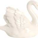 ZKSYLSM Ceramic Swan Figurine - Modern Minimalist Porcelain Statue Art Decor, Knick Knacks Home Decor for Living Room, Office, Desk, Shelf Decoration (White)