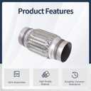 2 x Exhaust Flex Pipe Stainless Steel Braid 3"Inch x 6"Inch w/Ends 8"Inch OAL