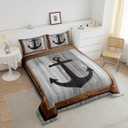 Feelyou Anchor Decor Comforter Set Twin Size Nautical Themed Bedding Set for Boys Girls Teens Ocean Comforter Sea Adventure Duvet Set Gray Quilt Set