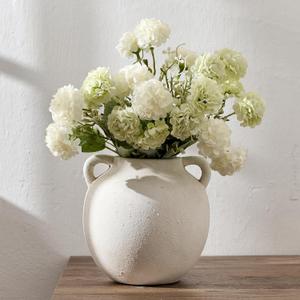 PORCER Ceramic Vase, 5.8 Inch Terracotta Vase with Handles, Boho Decor Decorative Vase, Rustic Vase for Home Decor, Farmhouse, Living Room, Table - Beige