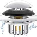 Universal 3 in 1 Bathtub Drain Stopper Bathtub Drain Hair Catcher, Pop-up Tub Stopper with Effective Filter Basket, Anti-Clogging Bathtub Drain Plug Bath Tub Stoppers for 1.45-1.8" Drain Shoe (Silver)