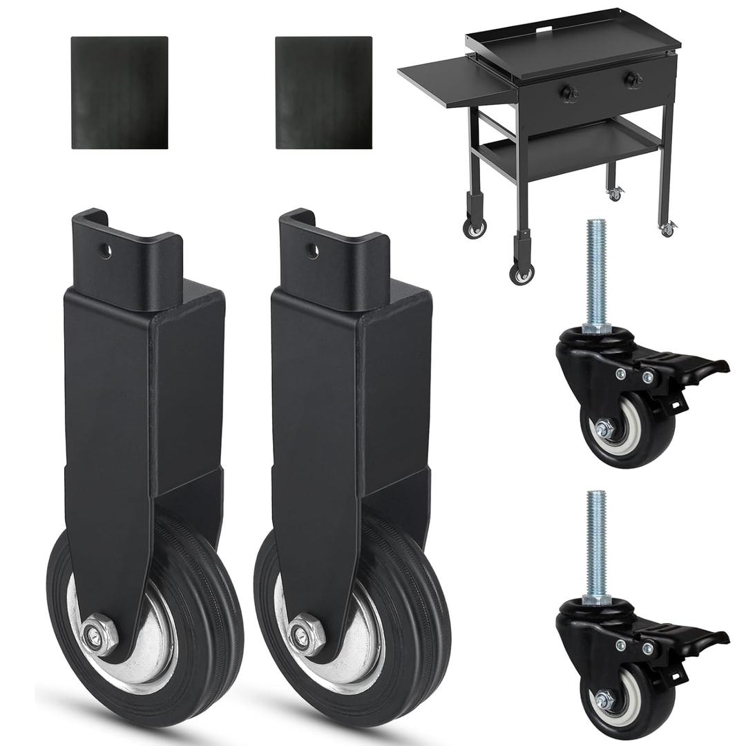 Upgraded Caster Wheels for Blackstone 28" Griddles, Griddle Wheels Parts for Blackstone Accessories with Brake, 360 Degree Silky Swivel, Griddle Parts for Blackstone 2287 2403, Adventure Ready 28"