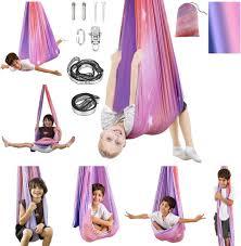 Sensory Swing, Indoor & Outdoor Sensory Swing for Kids & Adults, Double Layer Therapy Cuddle Swing for Kid with Autism, Holds up to 300lbs, Star-Pink