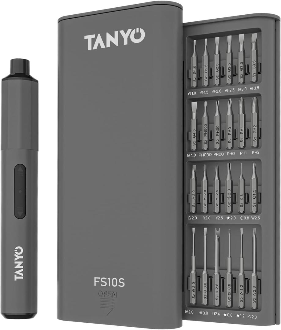 TANYO Mini Electric Screwdriver Cordless, 51 in 1 Precision Screwdriver Set Rechargeable, Small Electric Screwdrive with 48 S2 Bits, 400mAh Battery LED Light Power Screwdriver for Electrical Repair
