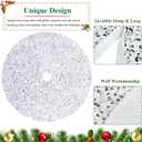 Christmas Tree Skirt White and Silver Tree Skirt Sequin Tree Skirts 36 Inch Round Velvet Tree Mats Christmas Decorations Luxury Tree Skirts Soft Thick Tree Floor Mat Rug for Holiday Home Party Events