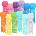 Retisee 12 Pcs Hanging Jellyfish Paper Lanterns Under The Sea Ocean Party Decorations Jelly Fish Decor for Mermaid Beach Theme Birthday Party Baby Shower Baby Classroom, Multicolor(Bright Color)