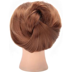 KIMISS Synthetic Fiber Hairdresser Training Head with Brown Hair - Cosmetology Doll Head for Practicing Cutting, Braiding, and Dyeing with Table Clamp Stand