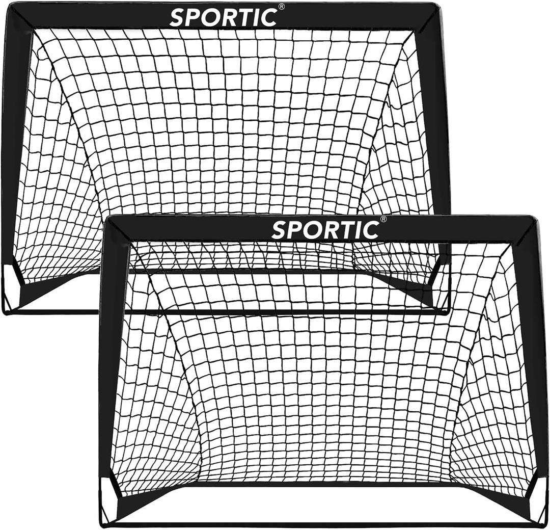 2 Pack 4' x 3' Soccer Goal Net Set, Pop Up Kids Practice Soccer Goals for Indoor and Outdoor.Portable Soccer Net with Carrying Bag & Ground Pegs, Perfect for Backyard, Field, Court (Black)