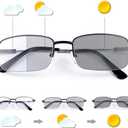 LJIMI Photochromic Progressive Multifocus Reading Sunglasses UV400 Protection Transition Sun Readers Anti Blue Light Glasses (Black)
