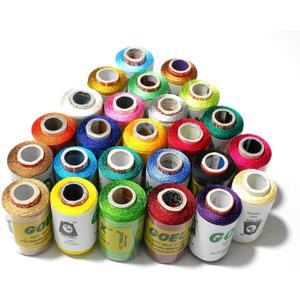 Goelx Silk Thread 25 Main Color Set for Jewellery-Tassel Making- Embroidery-Crafts, Shiny Soft Thread spools