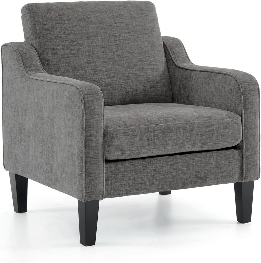 VINGLI Accent Chairs for Living Room Chairs Reading Chair Mid Century Modern Chair Soft Chenille Sofa Chair Upholstered Arm Chair Comfy Chair Side Chair (Light Grey Chenille), 29.9 inches x 30.7 inches x 33 inches