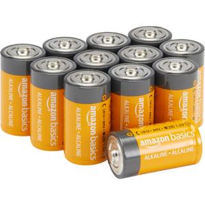 Amazon Basics C Cell Alkaline All-Purpose Batteries, 1.5 Volt, Long-Lasting Reliable Power, 5-Year Shelf Life, 12-Pack