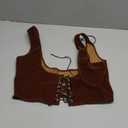  Lace Up Corset Suede Bustier Women's Waist Trainer Tank Steampunk Underbust Corset for Halloween Pirate Costume70, S