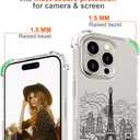 Hungo Compatible for iPhone 16 Pro Max Case, Thin Slim Cute Girly Skin Cases Protector with Airbag Bumper for Women Girls (Clear Eiffel Tower Paris)