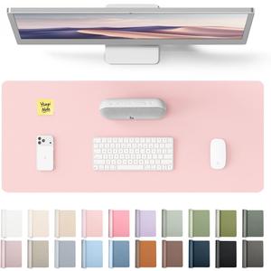 YSAGi Leather Desk Protector, Office Mat, Large Mouse Mat, Non-Slip PU Leather Blotter, Laptop Pad, Waterproof Writing Pad for Office and Home (Light Pink, 23.6" x 13.8")