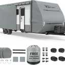 Upgraded RV Cover, Extra Thick Travel Trailer Cover, Durable Camper Cover Fits 27'-30' Motorhome for Winter Snow, Anti-UV, Waterproof, Rip-Stop, Windproof with Jack Cover & Tire Covers