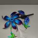 Solar Hummingbird Wind Spinner Outdoor 49 Inch Lotus Flower Metal Garden Windmill for Yard and Color Changing Fiber Optic Solar Yard Art Kinetic Wind Spinner Gift for Women Mother's Day Garden Gift
