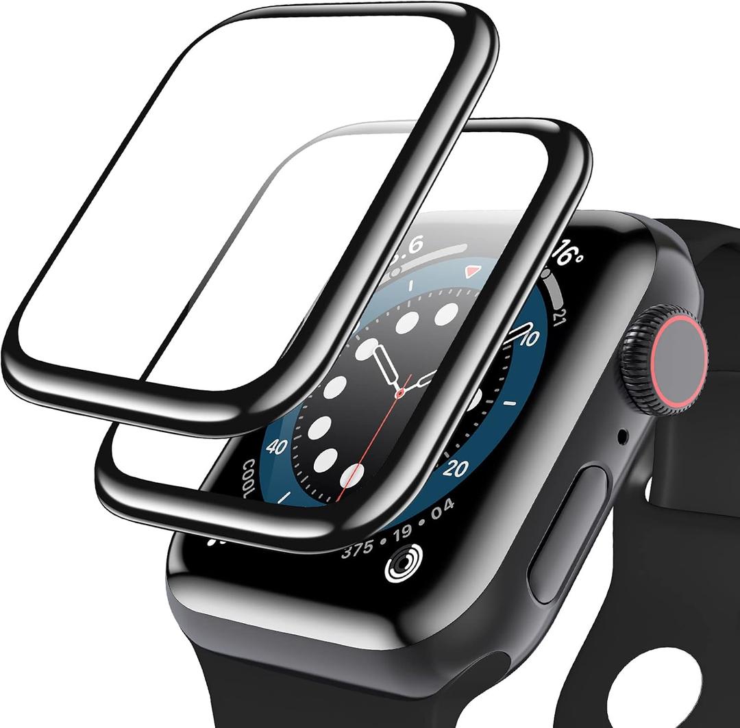 geekboy [2 Pack] Tempered Glass Screen Protector for Apple Watch Series 6/SE/5/4, 3D Curved Edge Full Coverage Protective Cover, Anti-Scratch 9H Hardness Bubble-Free HD Clear Film for iWatch 40mm