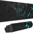 Gaming Mouse Pad, Blue Honeycomb Science Technology Extended Mouse Pad Gaming Large, Big Desk Mat with Non-Slip Base and Stitched Edge, Long Computer Keyboard Mouse Mat for Home Office Work 31.5"x15.7"