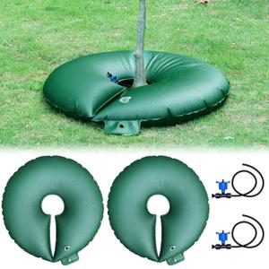 HIRALIY 15 Gallon Tree Watering Bag, 2 Pack Watering Ring, Slow Release 1-7 Days, Deep Root & Automatic Drip Irrigation System, for Multi-Trunk Newly Planted Small Trees and Shrubs