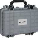FLISSA 11.6 Inch Tactical Hard Gun Case Quality Approved Water & Shock Proof with Foam for Firearms, Optics, Accessories (Black & Grey)