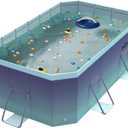 Jessie Foldable Pool for Kids and Adults Non InflatableFrame Outdoor Swimming Pool Blue Kiddie Pools Thickened Support Dog Above Ground Garden Backyard (102.36 in)