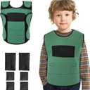 OUTREE Weighted Vest for Kids with Sensory Needs (Medium, Ages 5-7), Compression Vest for Kids with ADHD and Autism, Kids Weighted Vest Including 6 Removable Weights, Breathable Mesh Design (Green)