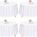 Pesonlook 4 Pack White Round Tablecloth 90 Inch, Polyester Table Cloth for Round Tables, Washable Table Cloth Stain and Wrinkle Resistant Decorative Table Cover for Wedding Party Dining Banquet