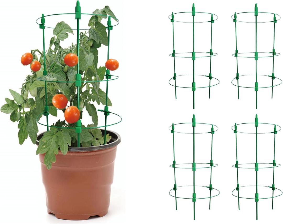 Adjustable Tomato Plant Support Cages. 4 Pack 18 Inch Tomato Plant Stakes for Climbing Plants,VegetablesFlowersFruit.