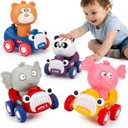 AugToy Press and Go Toy Cars for Toddlers 1-3, Animal Racing Cars Infant Baby Toys 6-9-12-18 Months, Cars Toys for 1 2 Year Old Boy Girl Gifts, One 1st First Year Old Boy Girl Birthday Easter Gifts