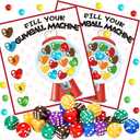 Wettarn 30 Sets Valentine‘s Day Games Kits Game for Family Classroom Valentine Activity Galentine Games with 30 Game Themed Cards 30 Rainbow Game Dice (Fill Your Gumball Machine)
