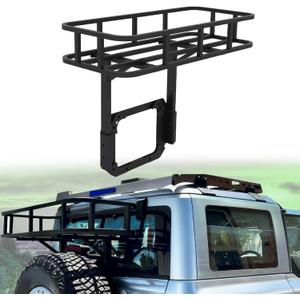 Rear Cargo Basket on OE Tailgate, Luggage Storage Carrier Spare Tire Cargo Rack Compatible with 2021 2022 2023 2024 2025 Ford Bronco (2/4 Doors, Bolt-On)- Not for Bronco Sport