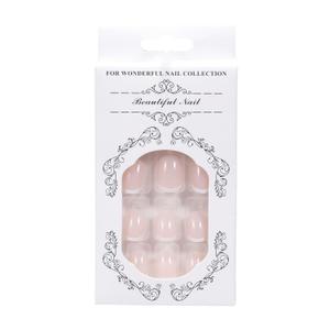 French Tip Press On Nails, Nude/White, Extra Short Size Oval Shape, 24pcs Fake Nails, skin