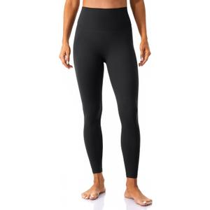 Lavento Women's All Day Soft Yoga Leggings 23"/ 25"/ 28" - No Front Seam Workout Active Legging for Woman (6, Black)