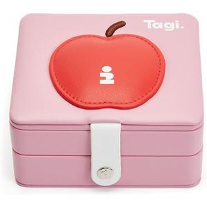 2 x Tagi. Imagine Apple Travel Jewelry Box for Women – Small Portable Jewelry Organizer Case with Mirror, Earring Necklace Ring Holder, Compact Storage for Travel Essentials & Home Organizer, Berry