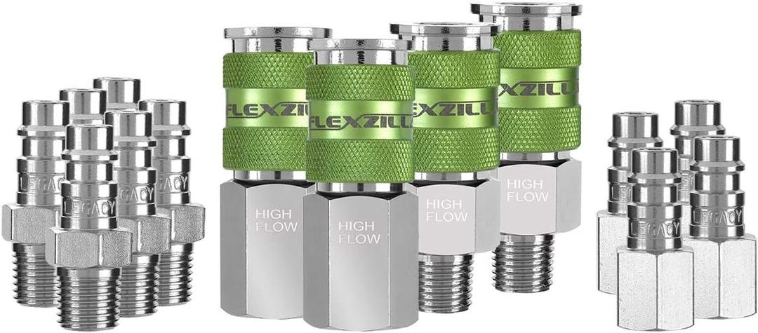 Flexzilla Pro High Flow Coupler & Plug Kit, 1/4" NPT, 14-Piece - A53458FZ, 0.25 Inch