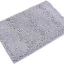 Non-Slip Bath Rug, Extra Soft Microfiber Bedroom Shag Carpet with Anti-Slip Backing, Water/ Dust Absorbent Fast Dry Shower Mat, Sound Insulated Stairs Pad, Machine Washable (Grey, 12 x 19 Inches)