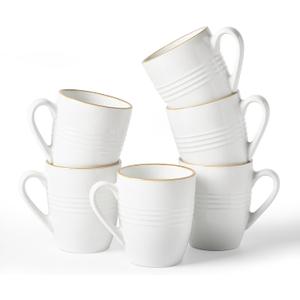 famiware Jupiter Coffee Mugs Set of 6, 14 OZ Coffee Mug, Microwave and Dishwasher Safe, Coffee Cups with Handle for Coffee, Tea, Cocoa, Milk, White