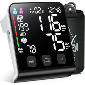 Upper Arm Electronic Blood Pressure Monitor, Automatic Upper Arm Blood Pressure Monitor,Wide-Range Cuff, Large LED Backlit Display,Accurate Automatic Digital BP Monitor